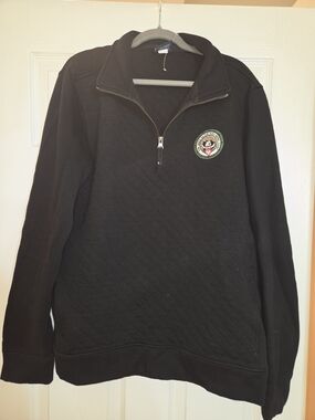 Charlies Black Quilted Quarter-Zip Pullover with Patch